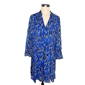 DVF DIANE VON FURSTENBERG Kourtni Silk Blue Black Patterned Button Mini Dress 4